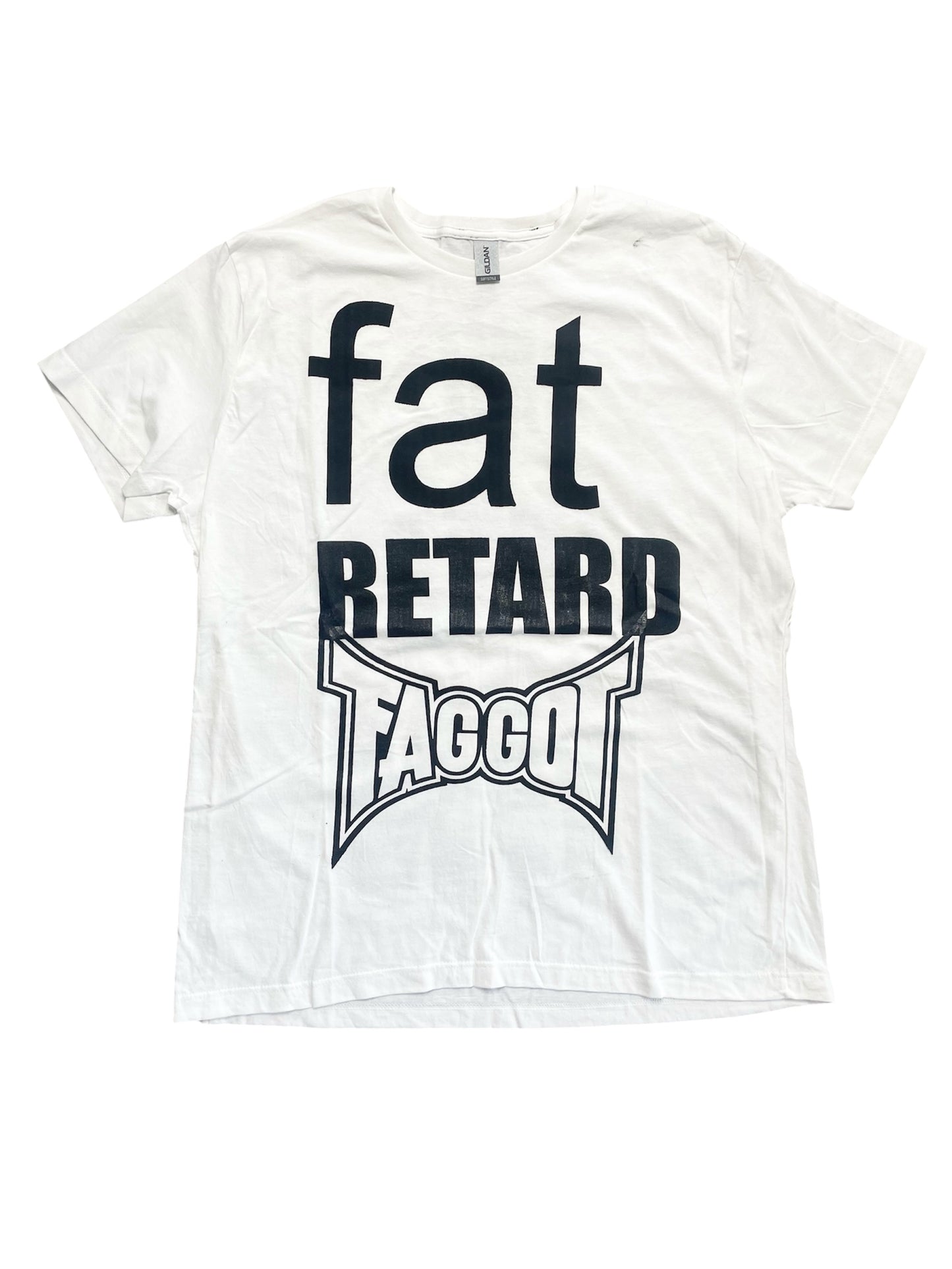 Fat Retard Faggot And I Have A Gun 1/1| T-Shirt (LARGE) HARDCORE THOUGHTS X JUNA COLLAB