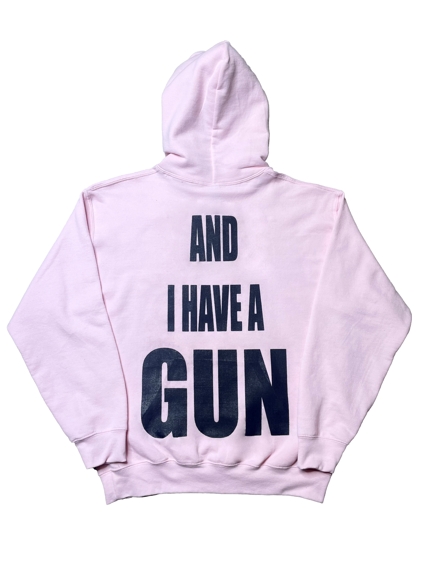 Twink Retard Faggot And I Have A Gun Hoodie LIGHT PINK *PREORDER* HARDCORE THOUGHTS X JUNA COLLAB