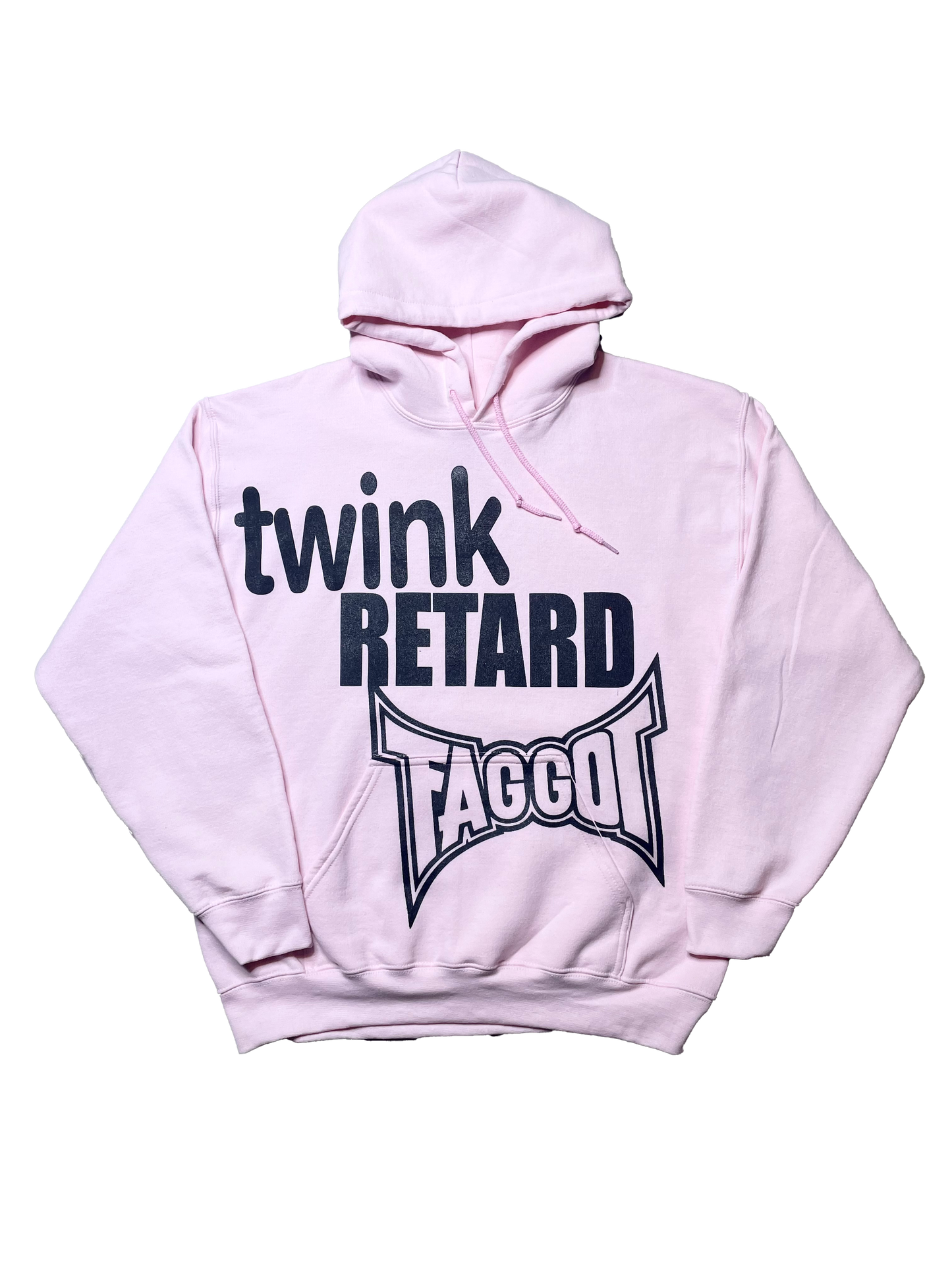 Twink Retard Faggot And I Have A Gun Hoodie LIGHT PINK *PREORDER* HARDCORE THOUGHTS X JUNA COLLAB