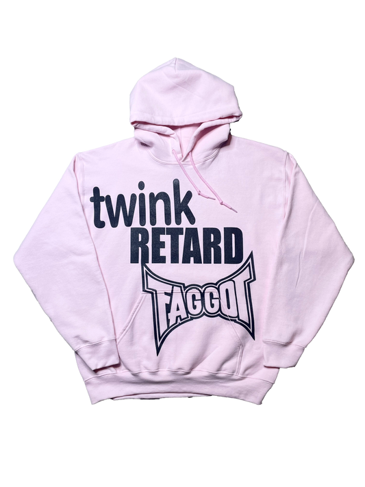 Twink Retard Faggot And I Have A Gun Hoodie LIGHT PINK *PREORDER* HARDCORE THOUGHTS X JUNA COLLAB
